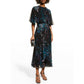 Teri Jon by Rickie Freeman NWT Black Floral Chiffon Capelet Dress Size 4