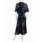 Teri Jon by Rickie Freeman NWT Black Floral Chiffon Capelet Dress Size 4