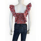 French Connection 100% Cotton Fontini Rhodes Floral Smocked Ruffle Crop Top Size XS