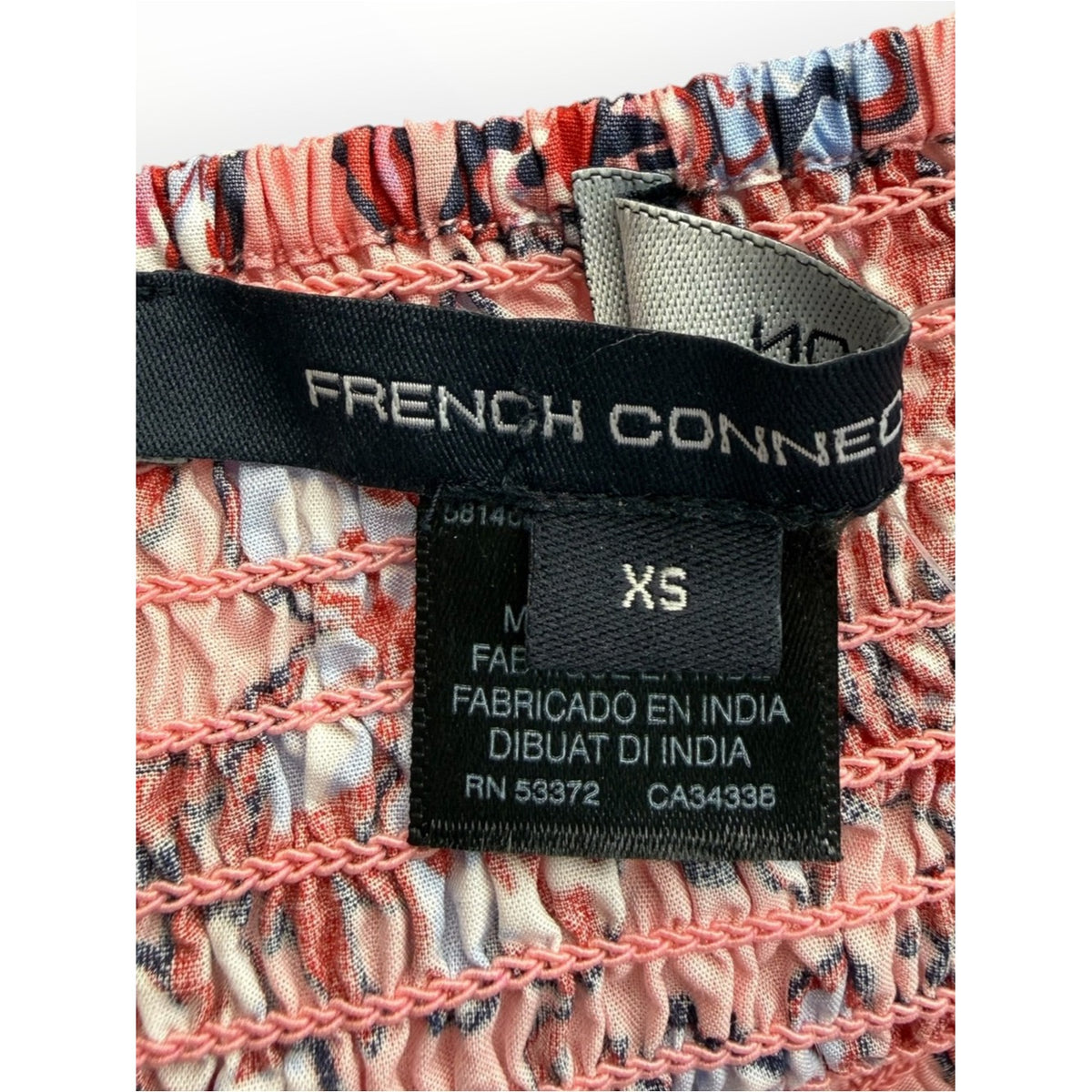 French Connection 100% Cotton Fontini Rhodes Floral Smocked Ruffle Crop Top Size XS