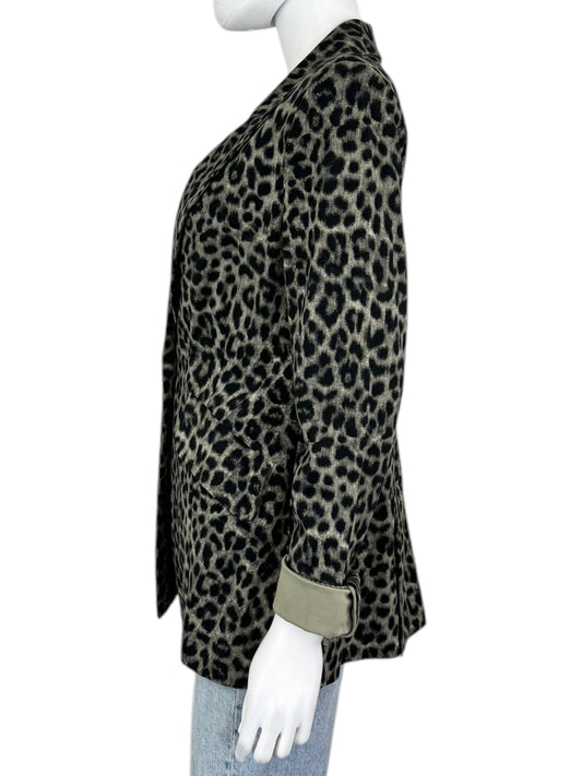 cabi Gray Leopard Blazer Size 8