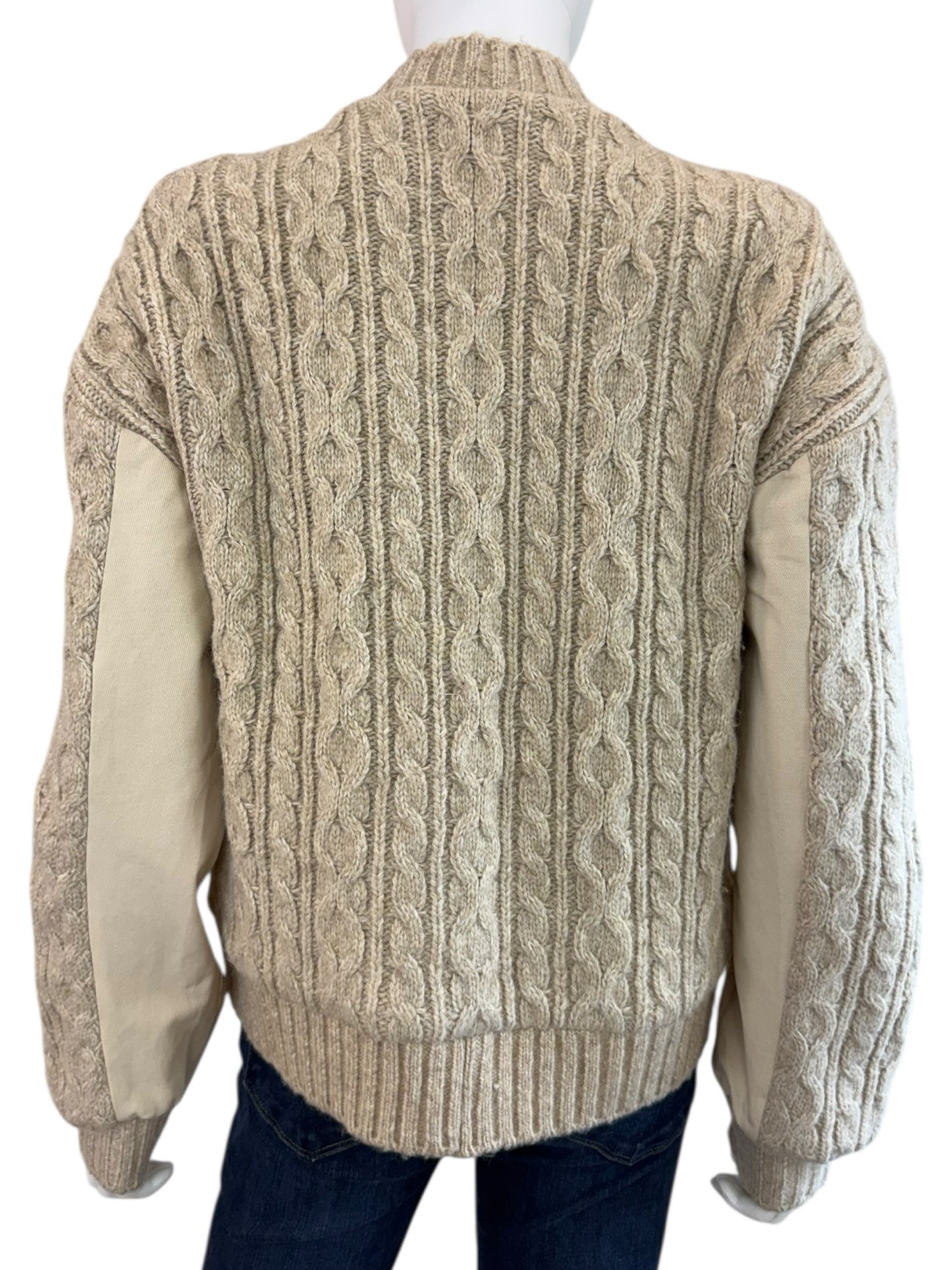 Anthropologie NWT Beige Central Park West Myles Cable Knit Cardigan Sweater Size M