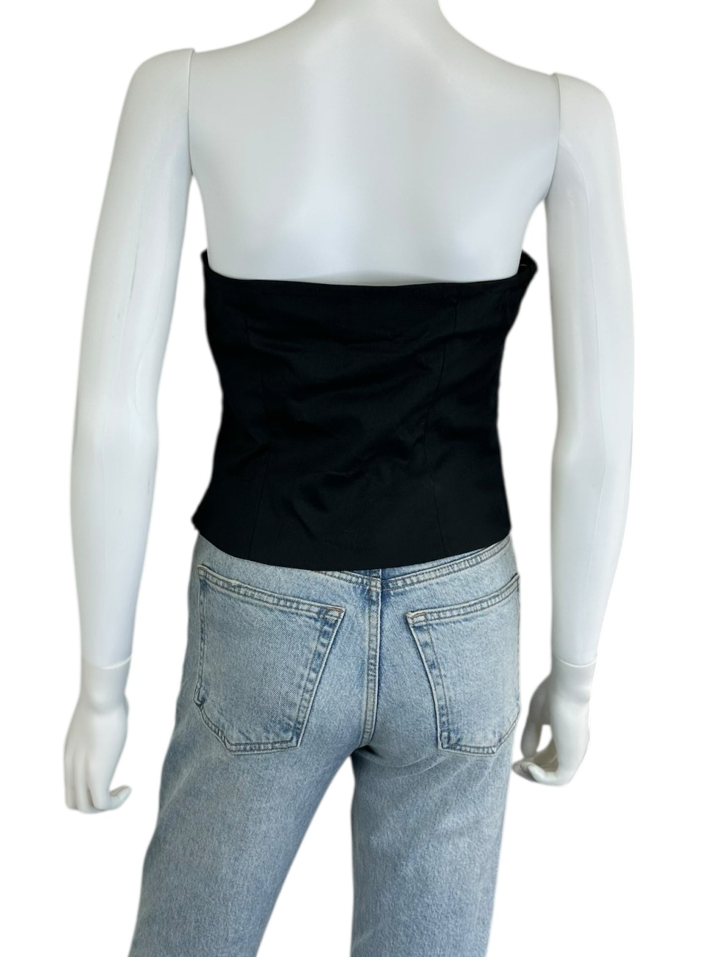 Vintage NWT Black Strapless Blouse Size M