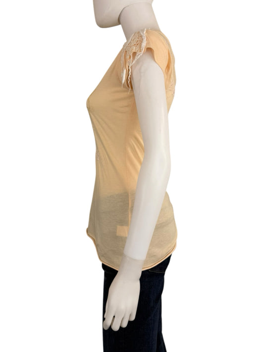 Johnny Was Peach 100% Cotto Embroidered Knit Top Size S