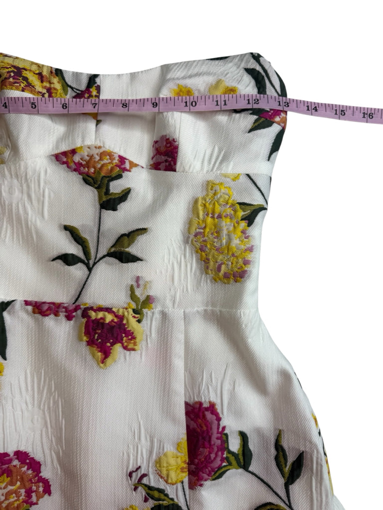 AMANDA UPRICHARD NWT Ivory Floral Strapless Midi Dress Size XS