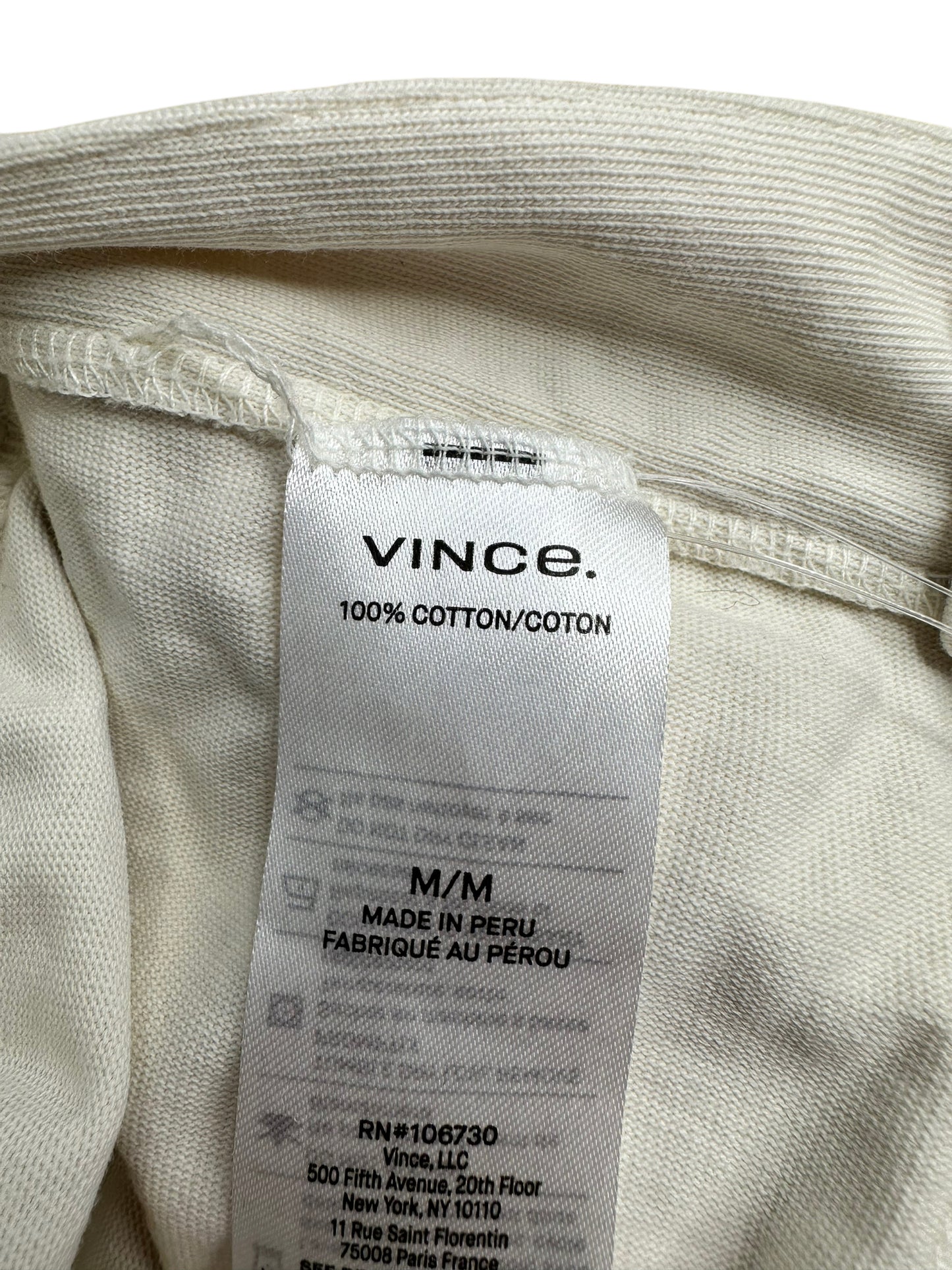 vince. Cream 100% Cotton Cropped Pants Size M