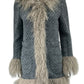 DOLCE & GABBANA Gray Mongolian Lamb Peacoat Size 42