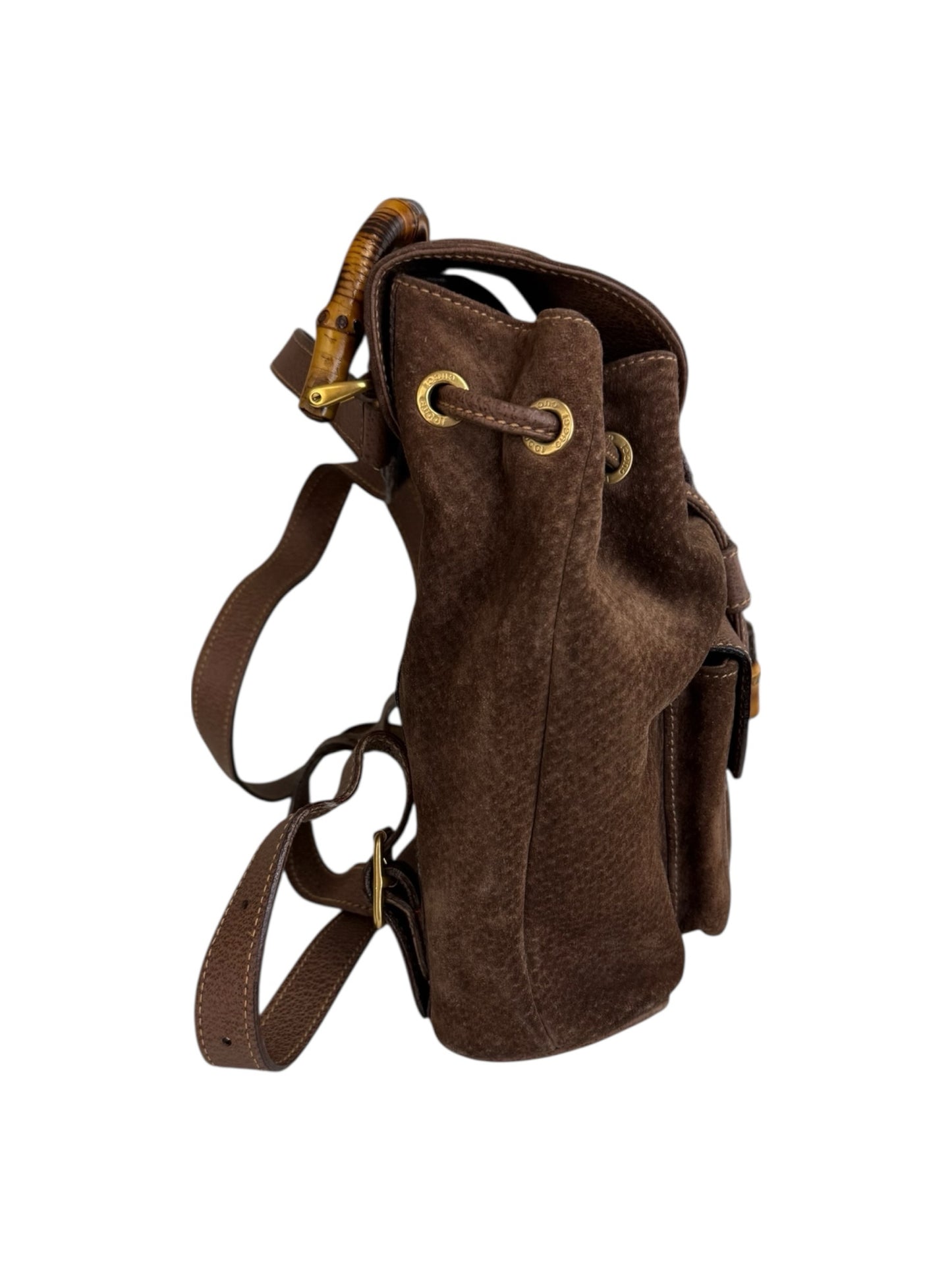 Gucci Vintage Brown Suede Backpack Designer Handbag
