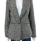 DKNY Blue Fringe Trim Tweed Blazer Size 10