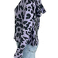 SKULL CASHMERE 100% Purple Leopard Print Story Size S
