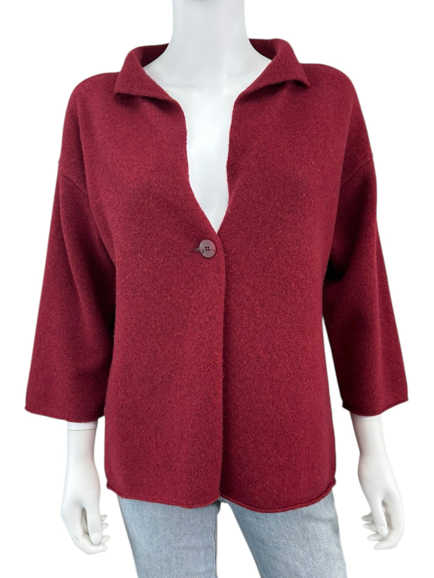 EILEEN FISHER Dark Red Cardigan Size S
