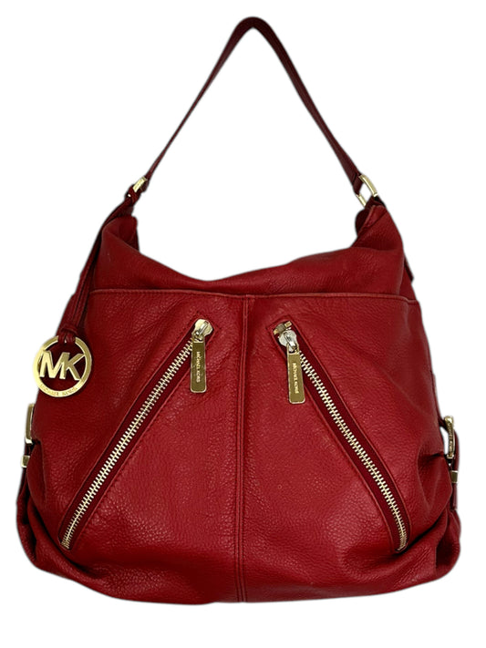 michael kors Red Hobo Pebbled Leather Designer Handbag