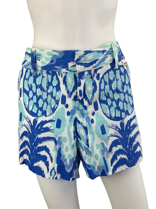 Lilly Pulitzer Teal and White Printed Shorts Size 10