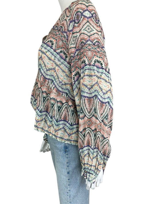 AMANDA UPRICHARD Multi Color Boho Blouse Size S