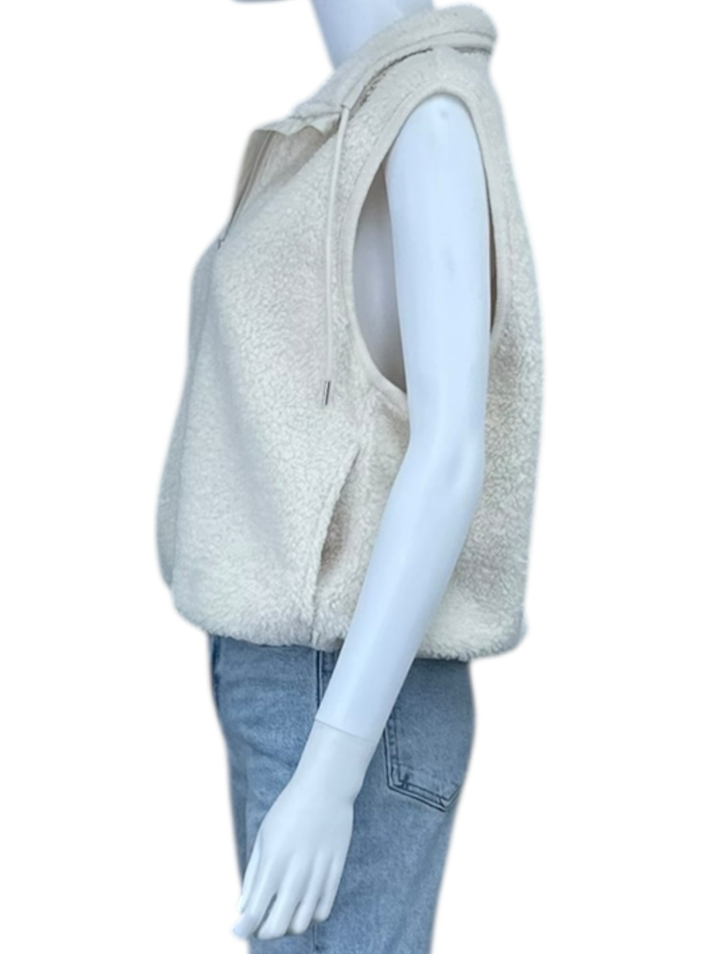 ATHLETA Cream Teddy Bear Vest Size L