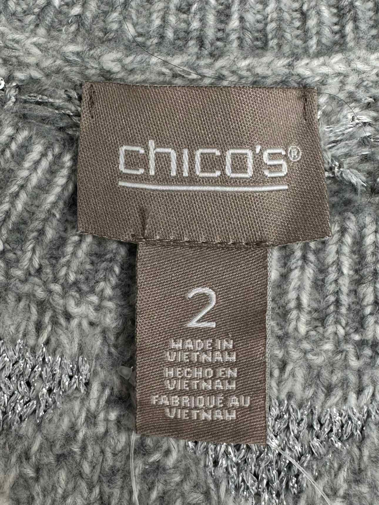 chicos Gray Nordic Sweater Size L