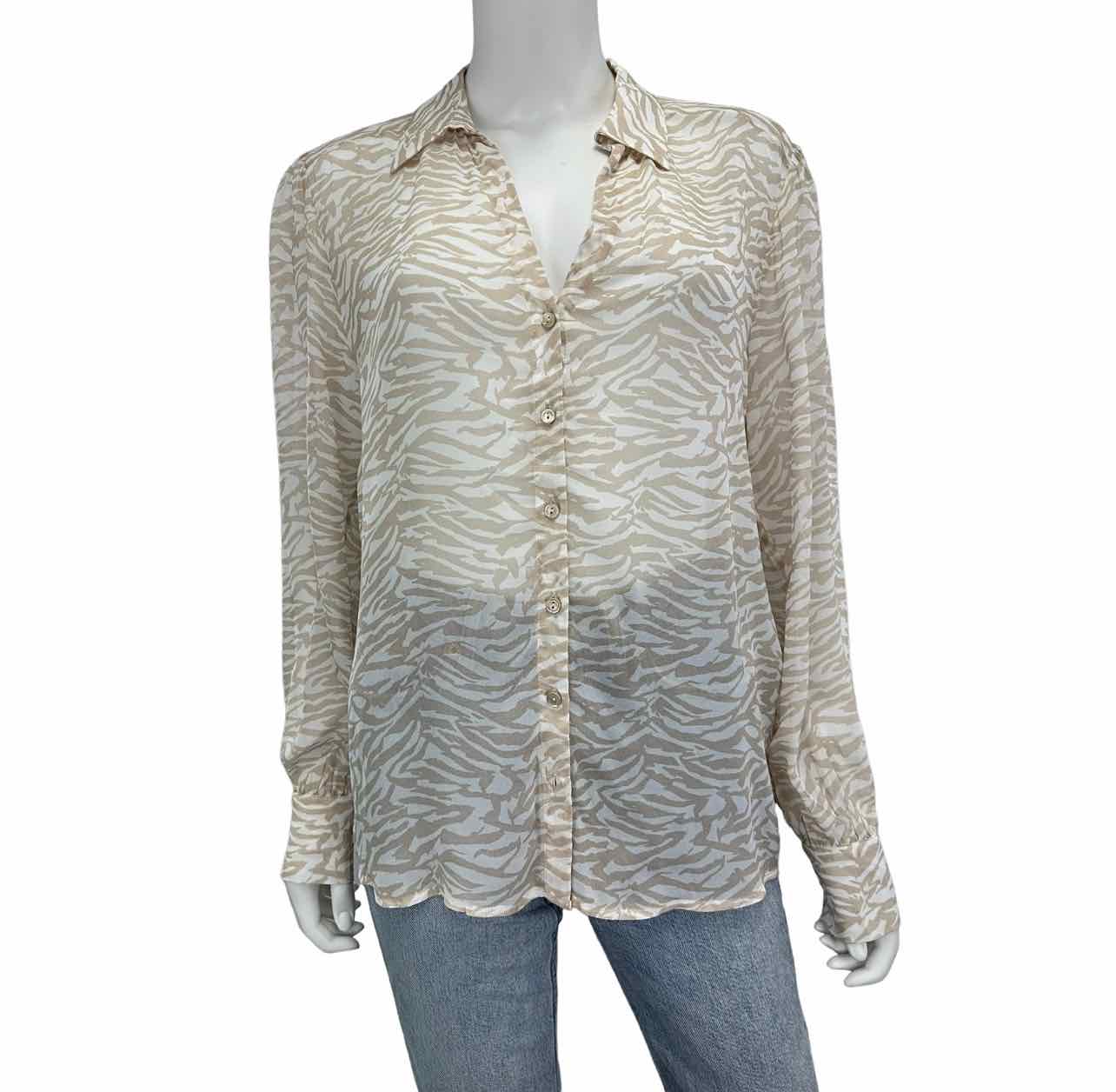 ecru NWT Tan Zebra Sheer Print Blouse Size S