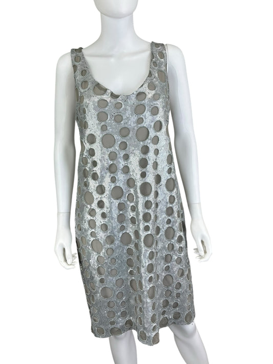 ISDA & Co Silver Sequin Cocktail Dress Size 12