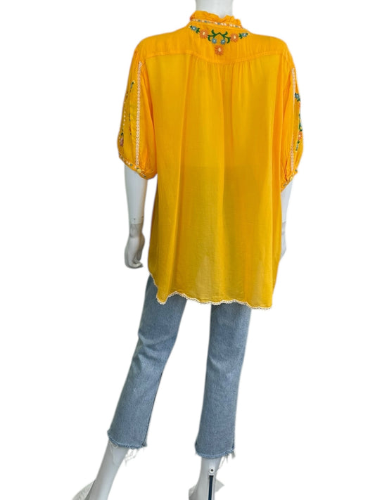 Johnny Was Yellow Button Down Size XXL