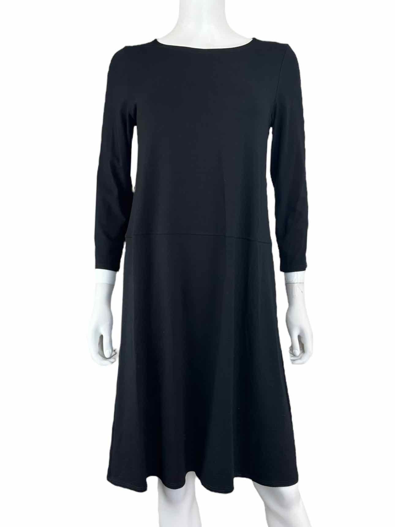 EILEEN FISHER Black Knit Midi Dress Size XS