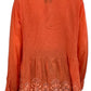 Johnny Was Orange Eyelet Trim Blouse Size L