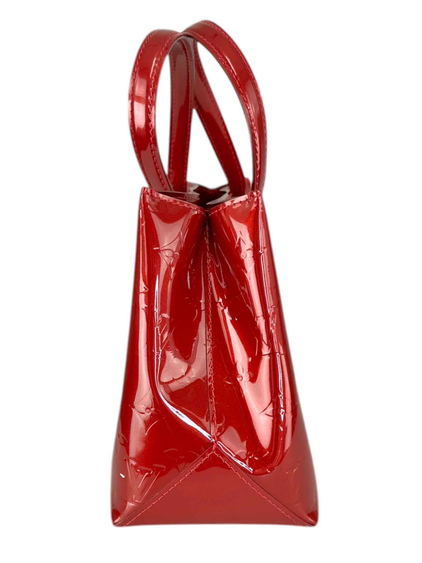 Louis Vuitton Red Shimmer Leather Monogram Handbag