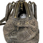 Tory Burch Brown Suede Snake Print Satchel Handbag