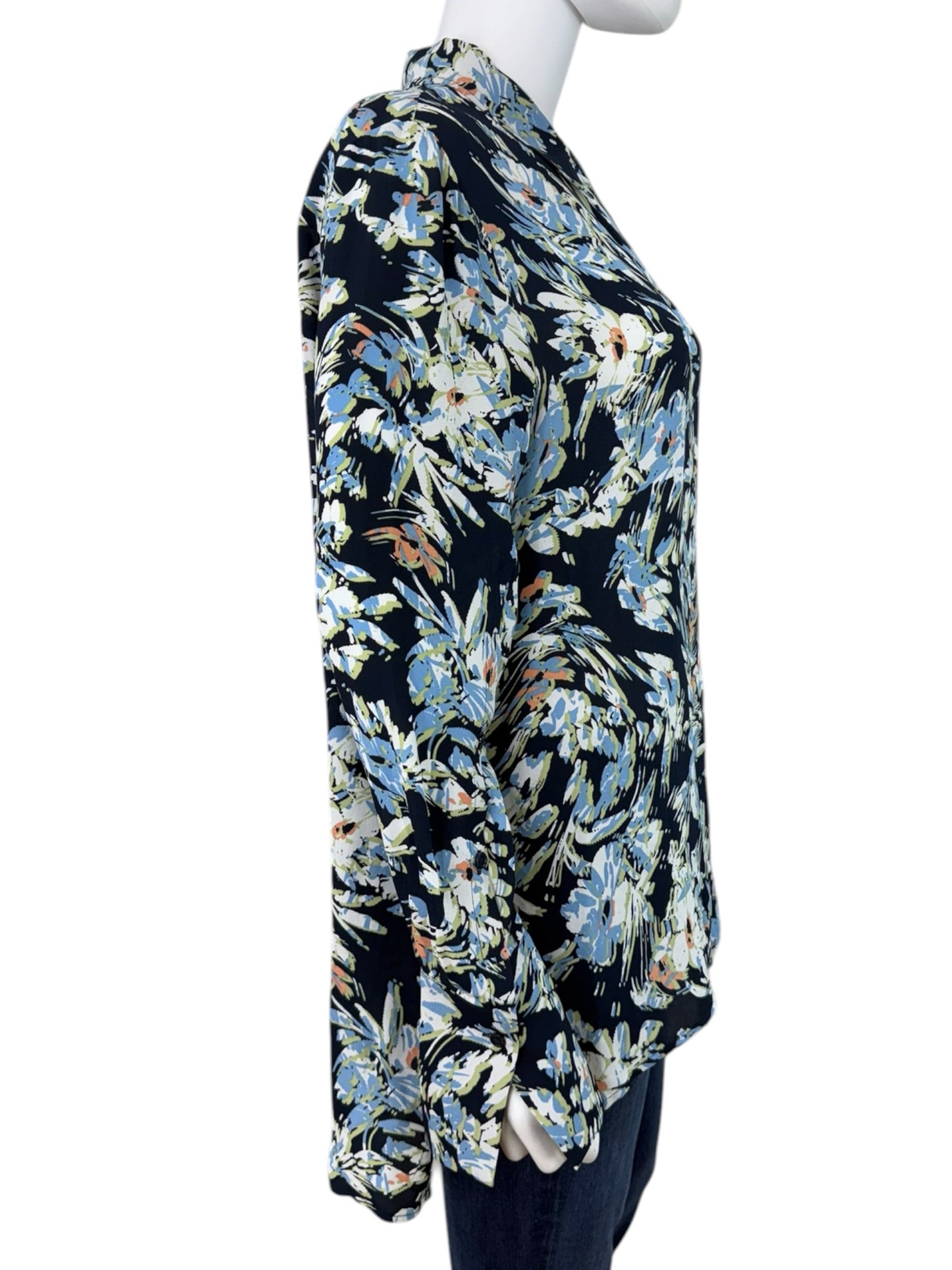 Reiss Blue Paisley Print Button-Down Shirt Size 8