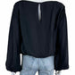 anthropologie Black Satin Balloon Blouse Size XS