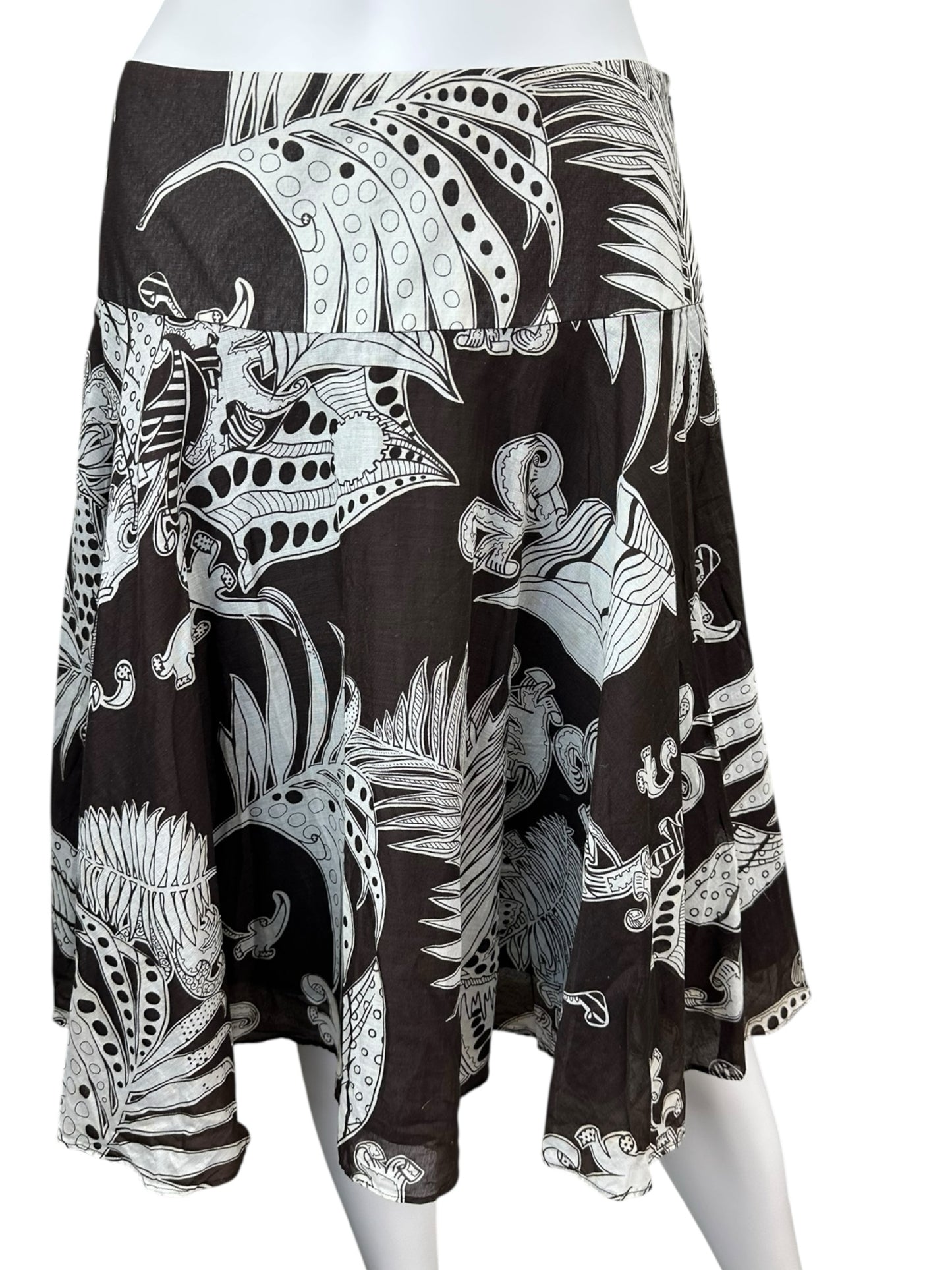 ETCETERA 100% Cotton Brown Leaf Print Skirt Size 4