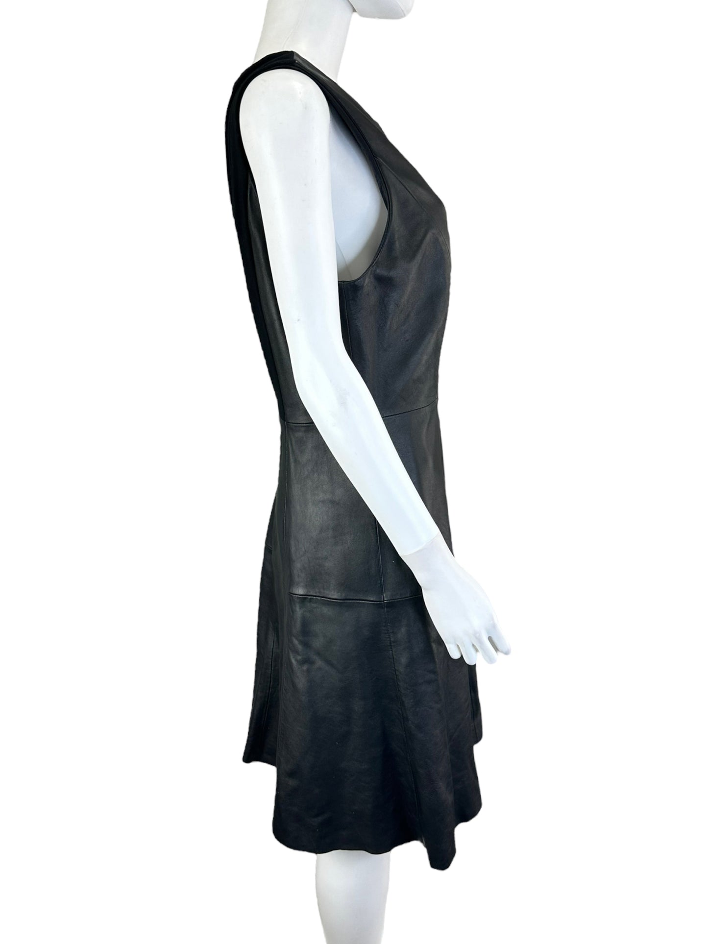 ANTONIO MELANI Black Leather Workwear Dress Size 14