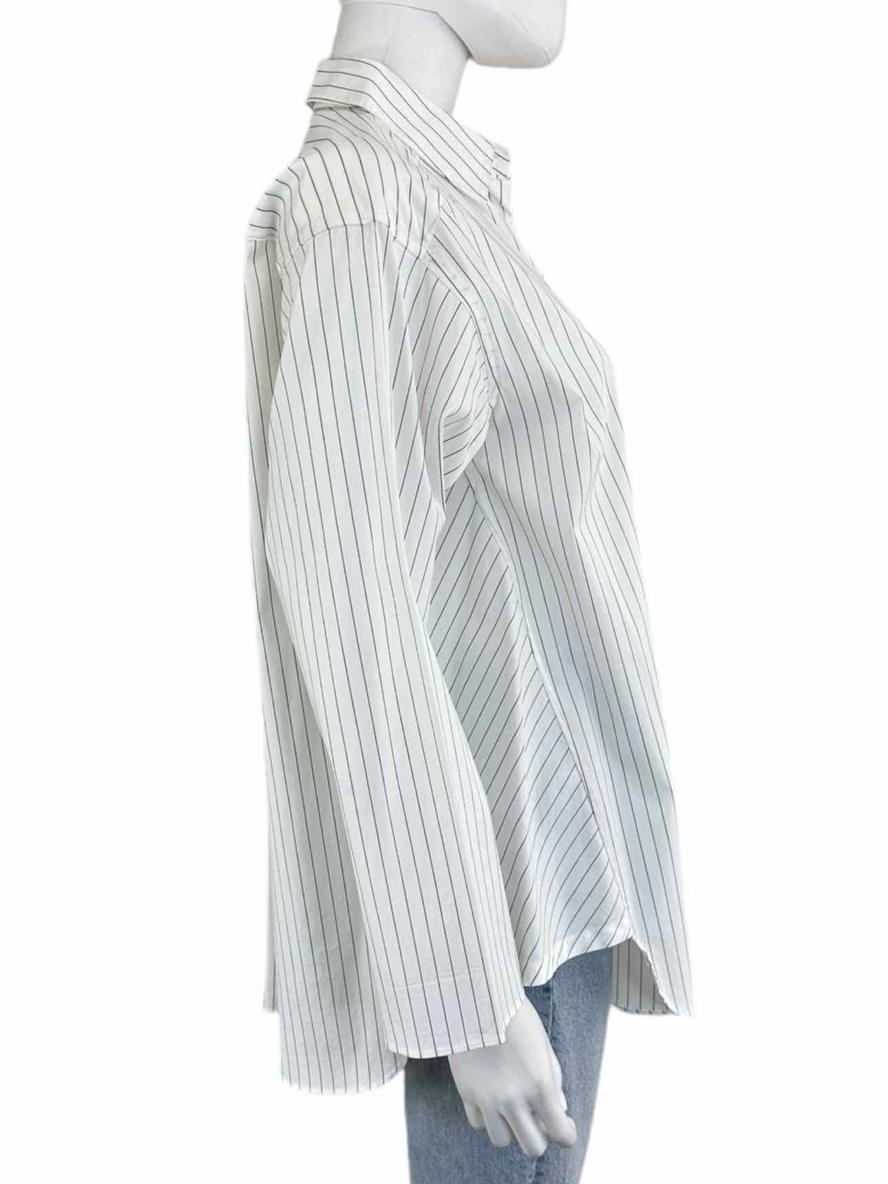 LAFAYETTE 148 NEW YORK White Pinstripe Button Down Size S