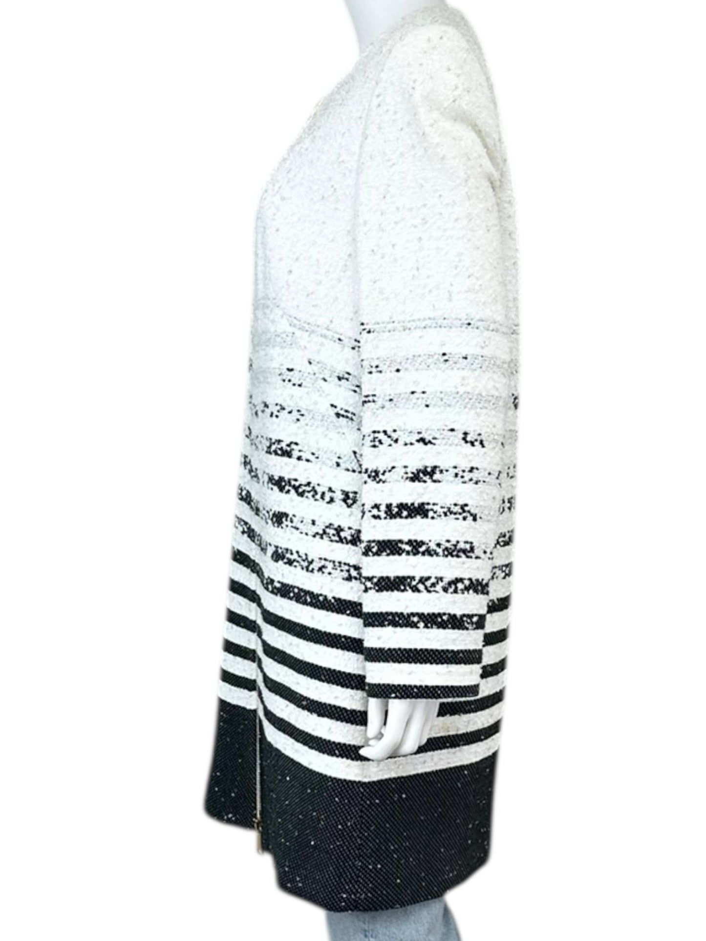 MILLY White Striped Tweed Coat Size 10