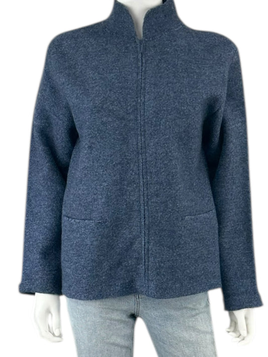 EILEEN FISHER Blue 100% Wool Jacket Size S