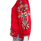 Johnny Was Red 100% Linen Embroidered Tunic Size S