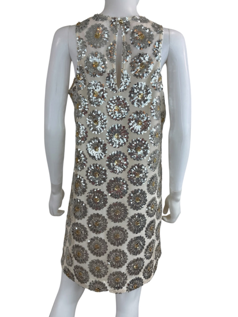 TRINA TURK NWT Cream Sequined Johana Shift Dress Size M