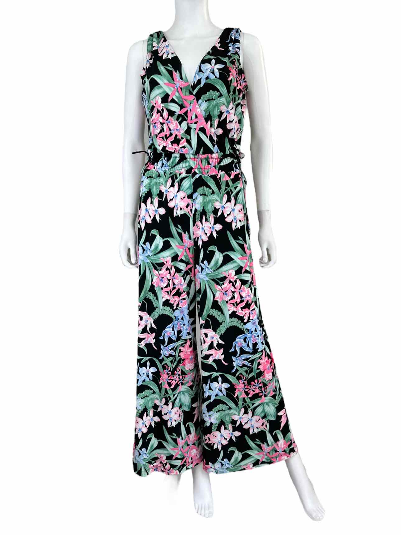 Tommy Bahama Black Tropical Print Jumpsuit Size S