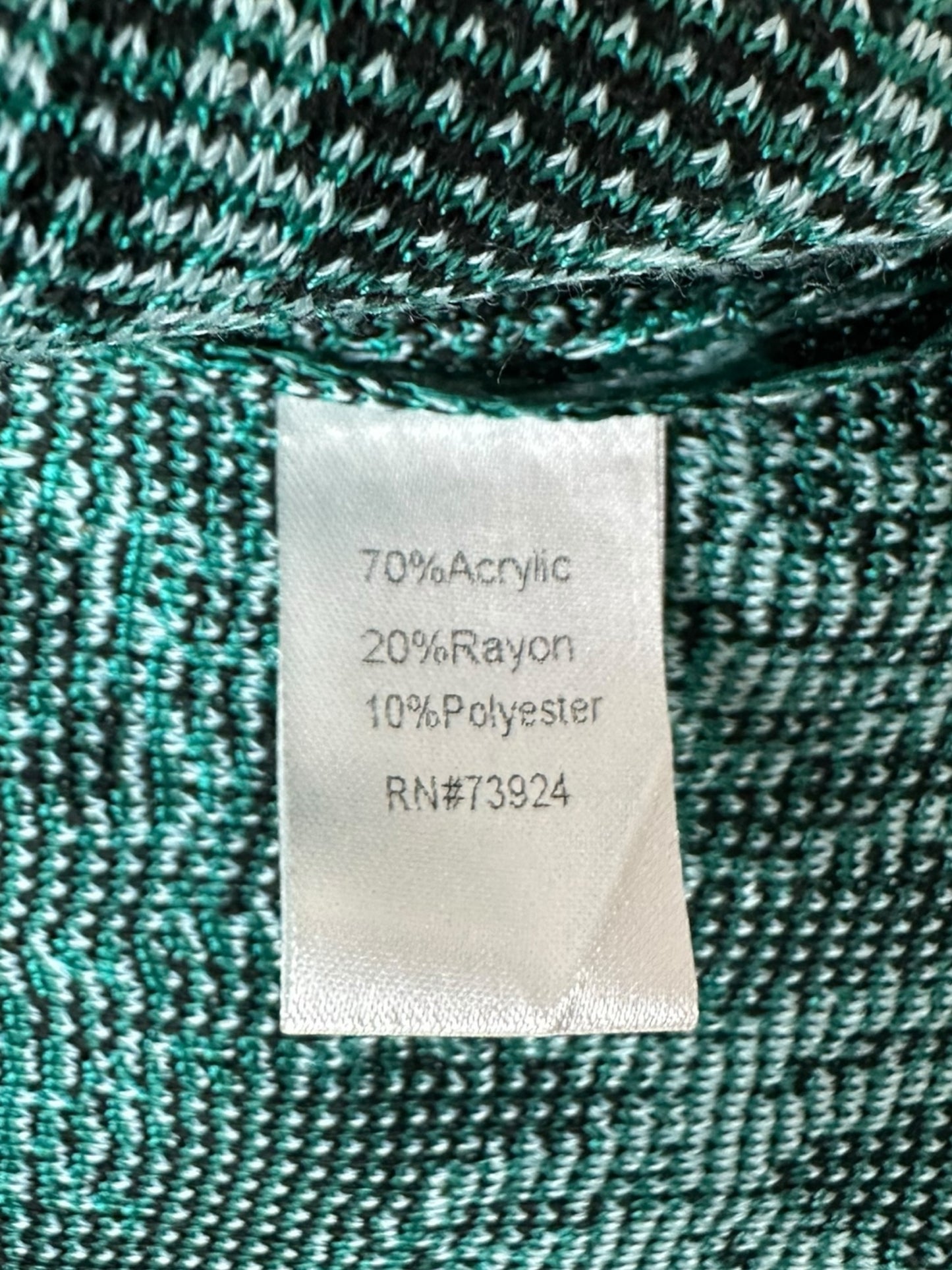 MING WANG Green Jacquard Knit Cardigan Jacket Size S