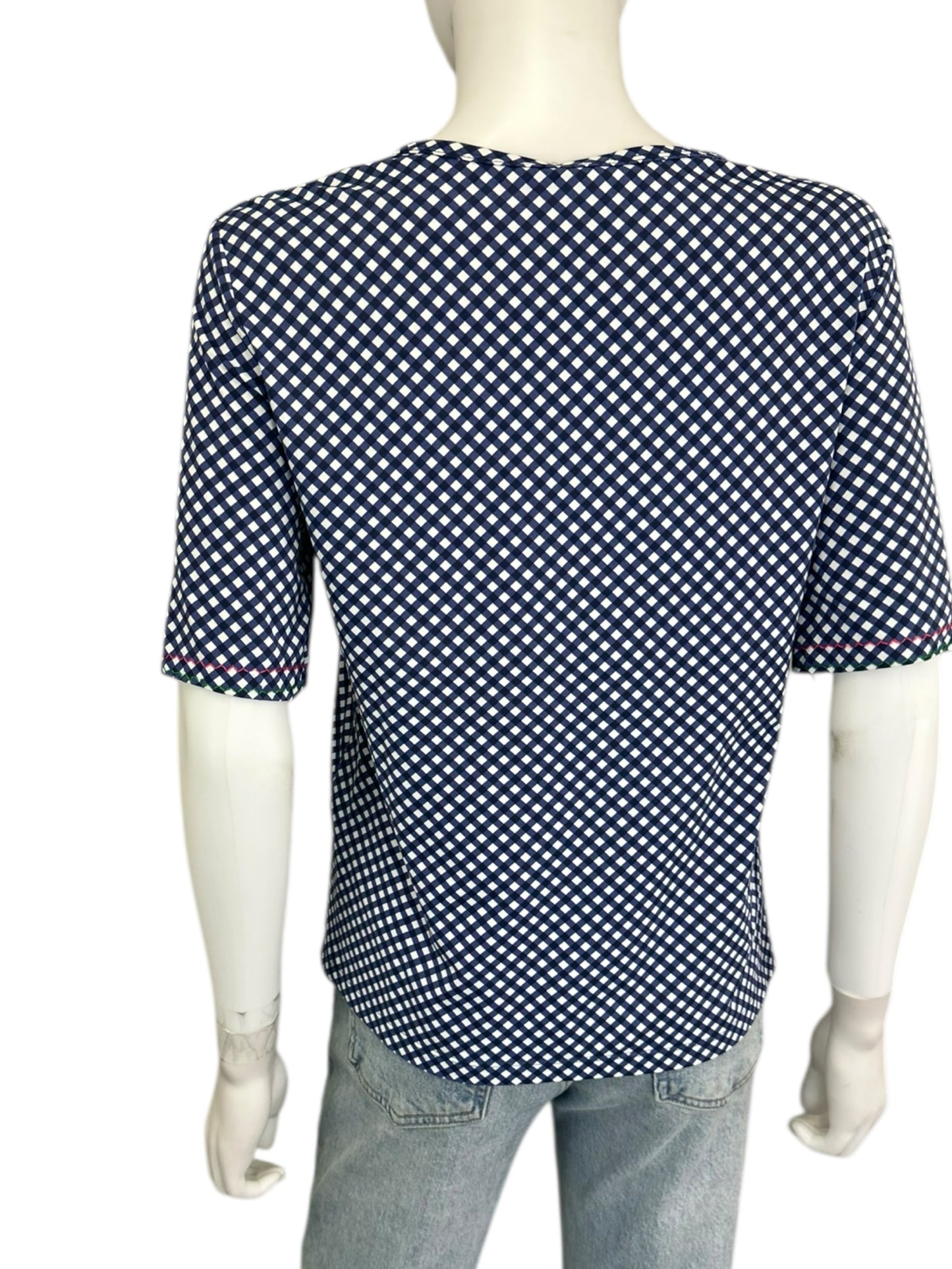 J. McLaughlin Blue And White Checkered Blouse Size M