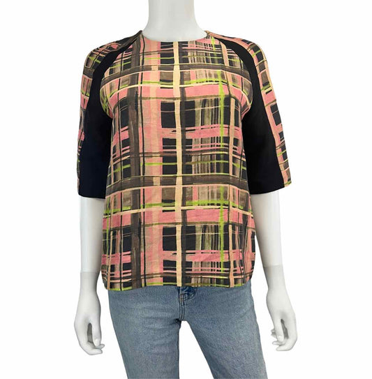 Marissa Webb Plaid Wool Silk Blend Blouse Size 4