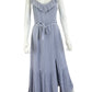 PAIGE Blue Satin Print Midi Dress Size S