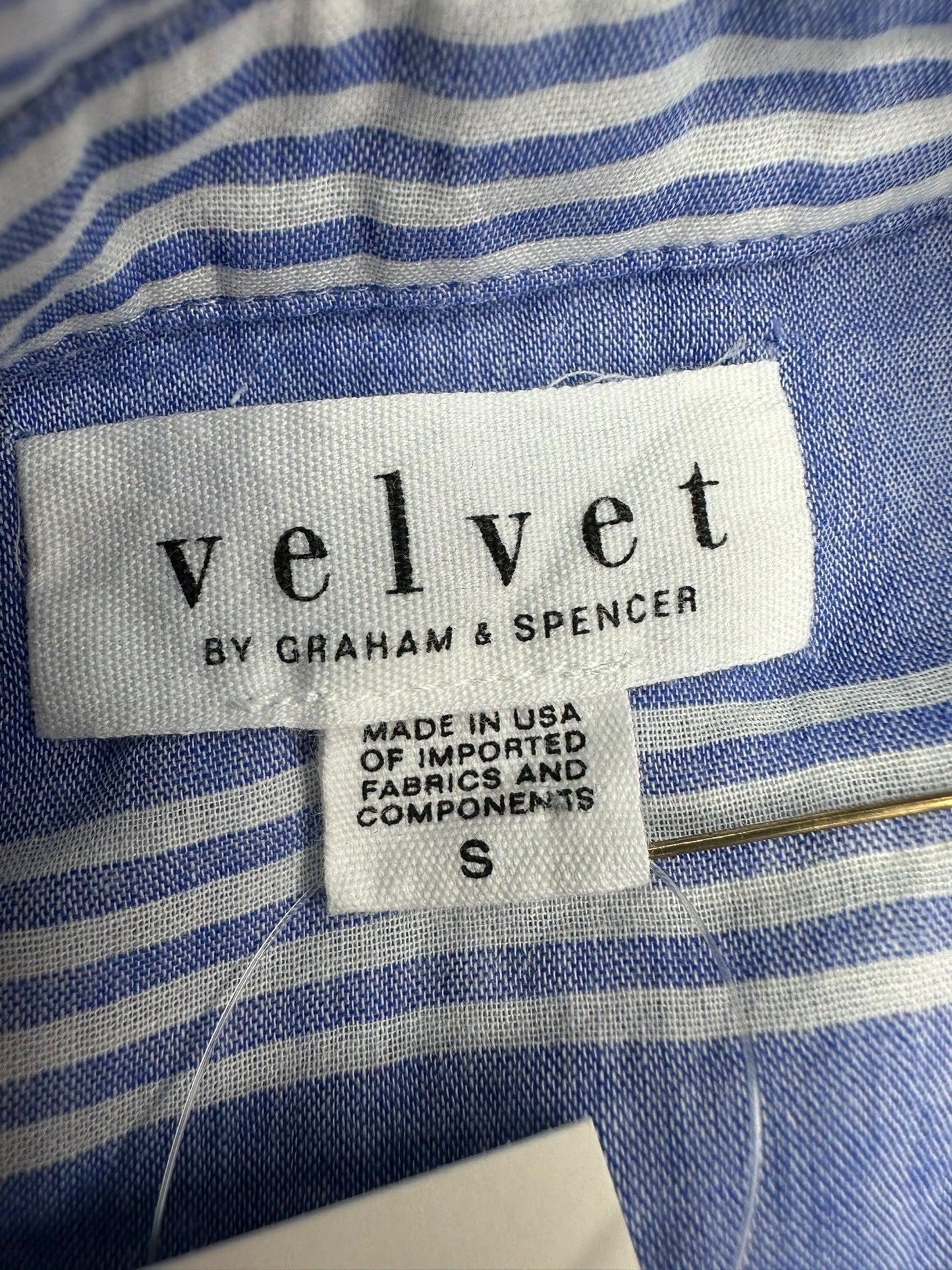 velvet BY GRAHAM & SPENCER Blue Striped Blouse Size S
