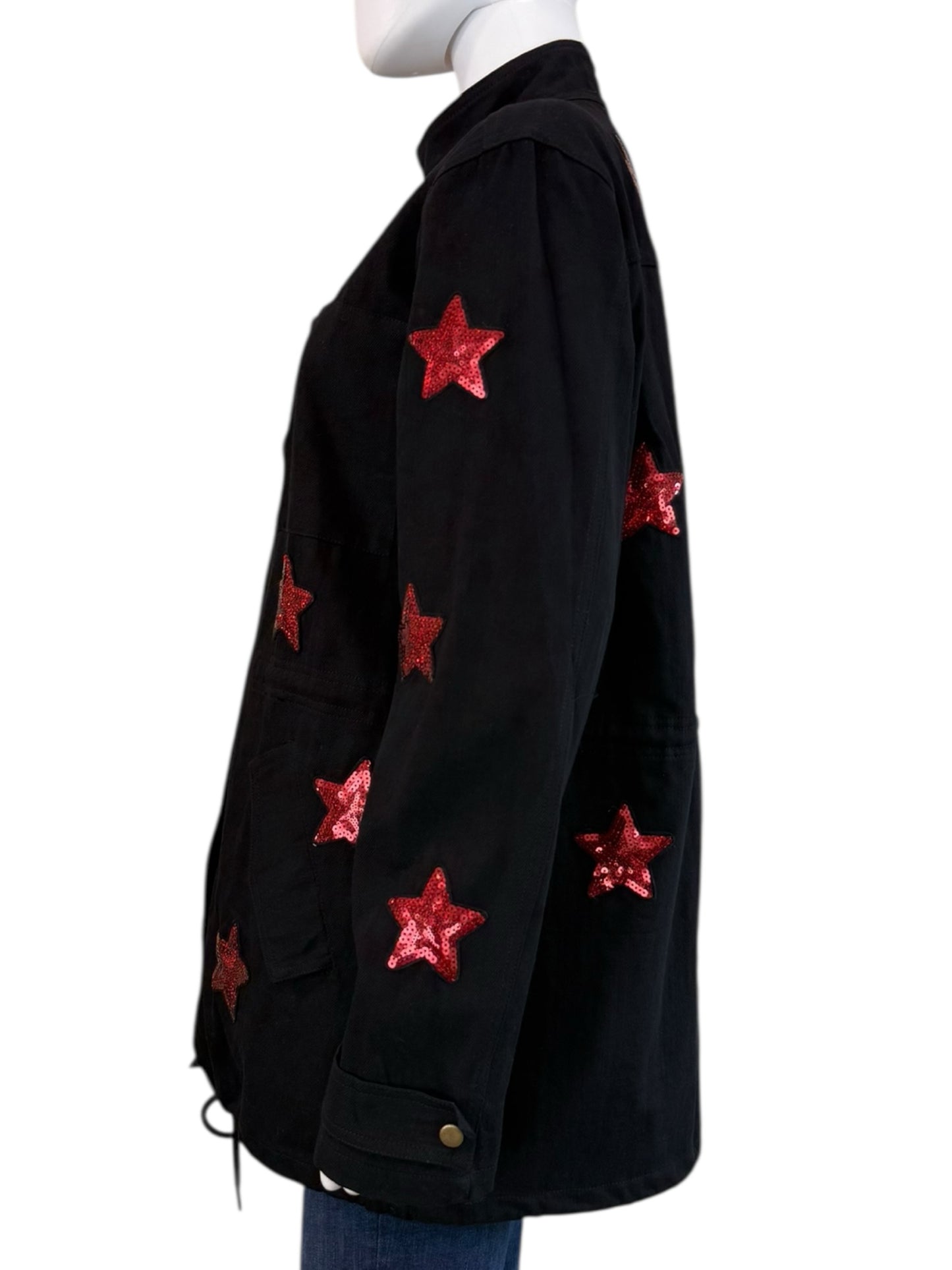 Buddy Love Black Denim Alyssa Cargo Jacket Size L