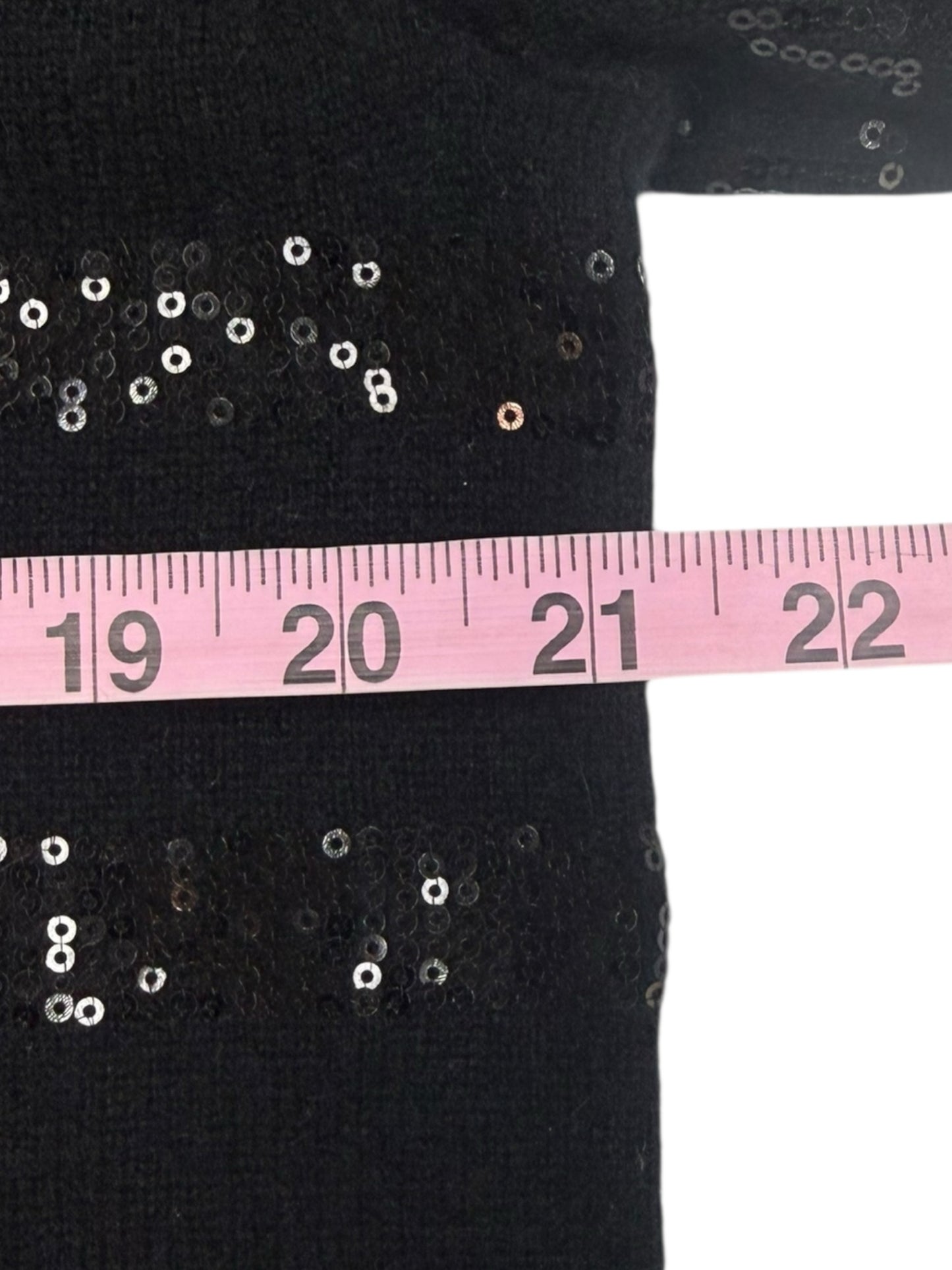 WHITE + WARREN Black 100% Cashmere Sequin Stripe Sweater Size L