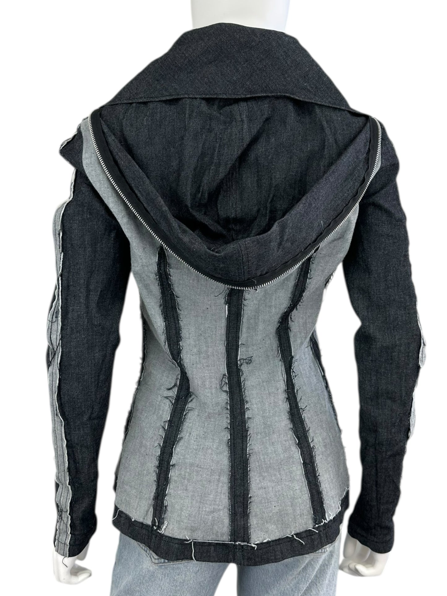 SOHUNG DESIGNS Blue Distressed Denim Jacket Size S