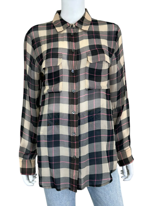 EQUIPMENT Plaid Button-Down Size M