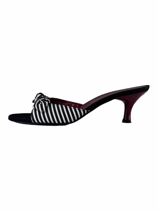 Salvatore Ferragamo Black Striped Bow Heel Size 8