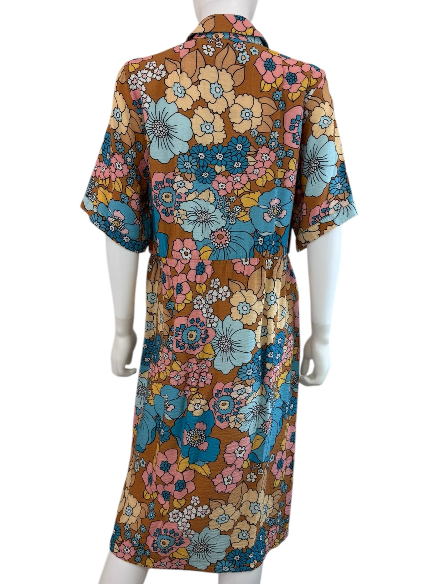 DODO Bar OR Brown Floral Nancy Shirt Dress Size L