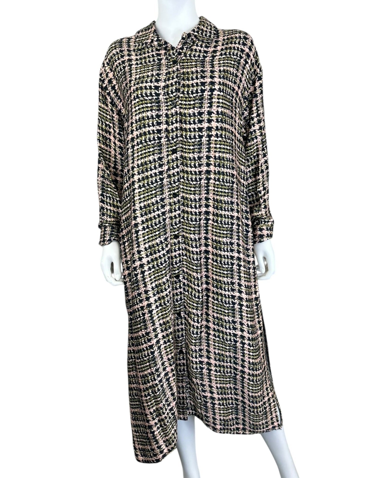 Sadie & Sage NWT Houndstooth Print Shirt Dress Size L