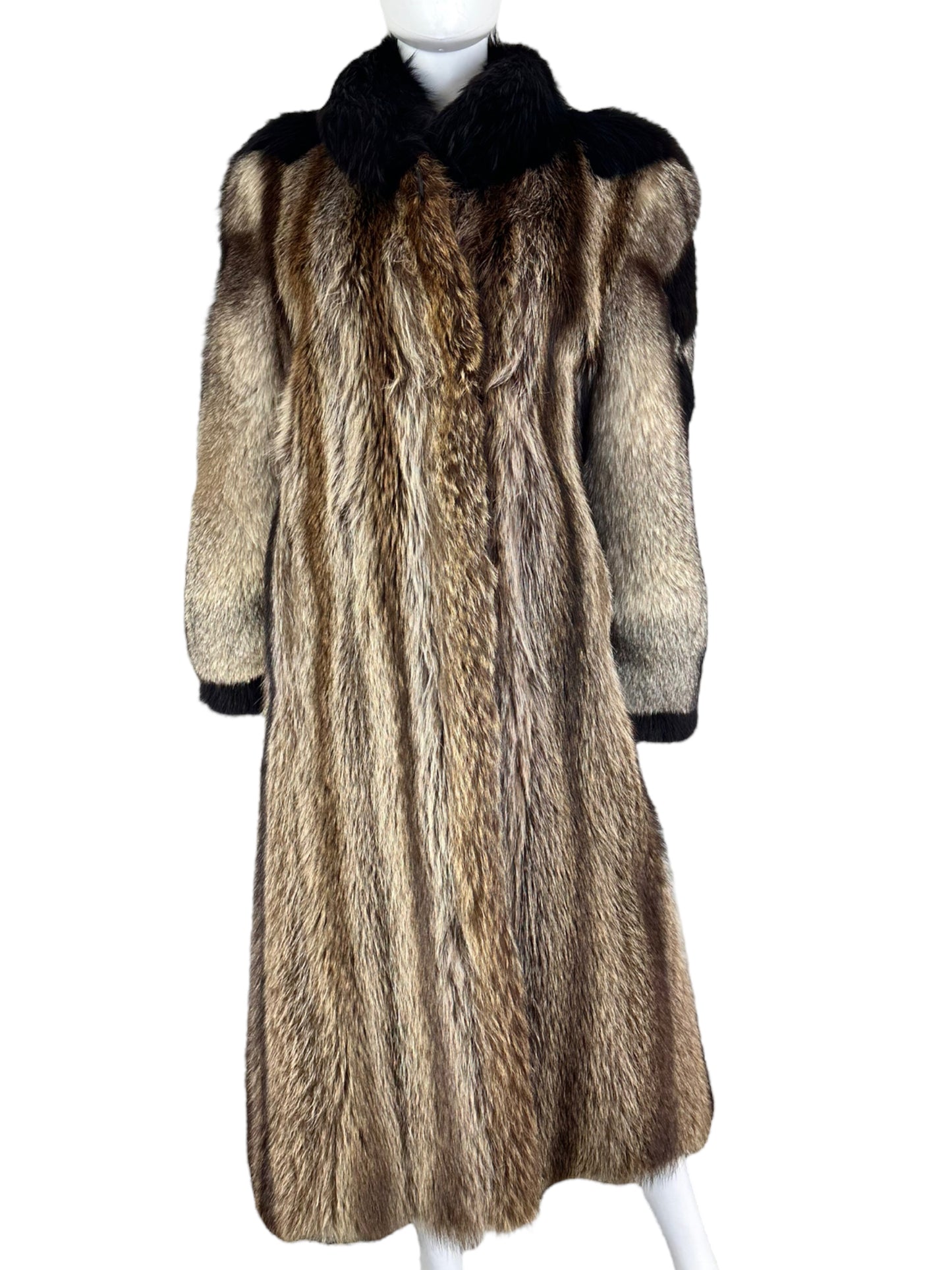 Vintage Full Length Raccoon and Fox Fur Coat